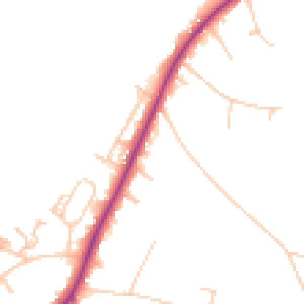 Daytime road noise heatmap for KT2 7JW