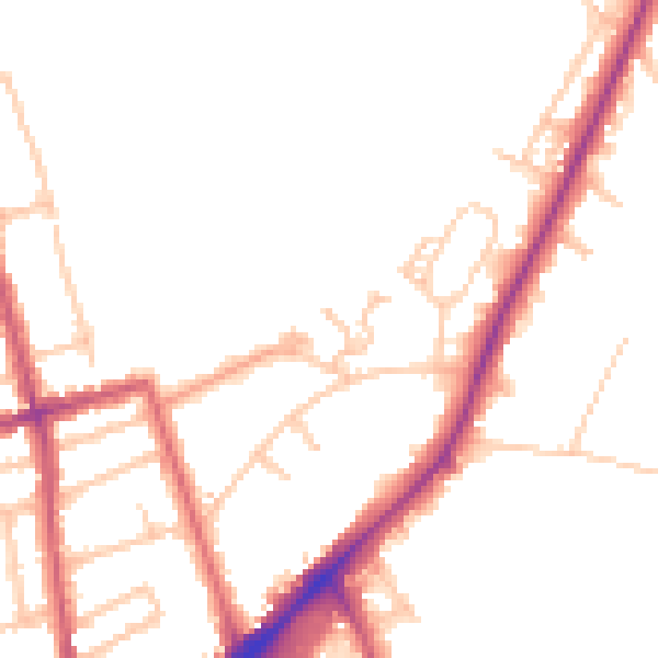 Daytime road noise heatmap for KT2 7TT