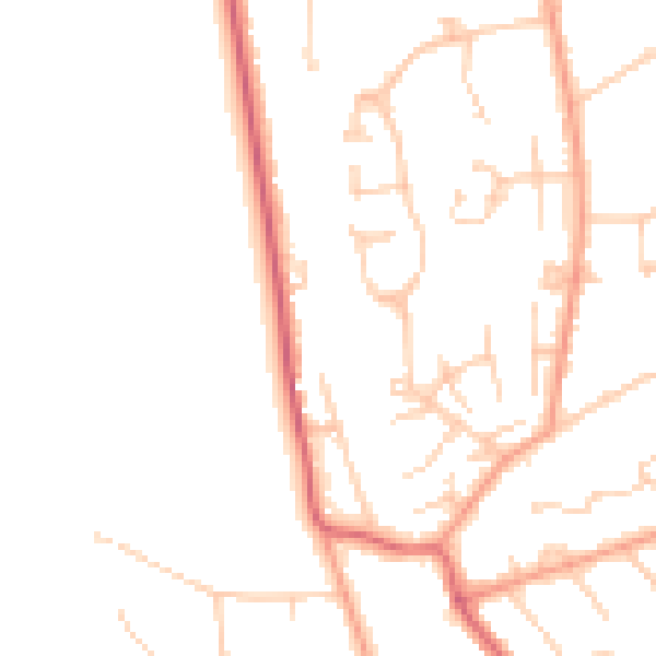 Daytime road noise heatmap for KT20 5FF