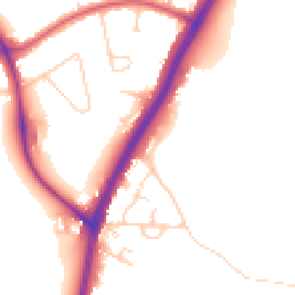 Daytime road noise heatmap for KT20 6DS