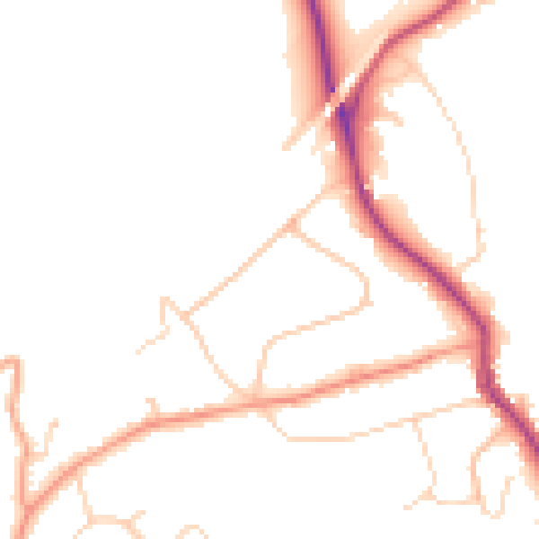 Daytime road noise heatmap for KT22 0QP