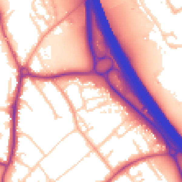 Daytime road noise heatmap for KT22 7DZ