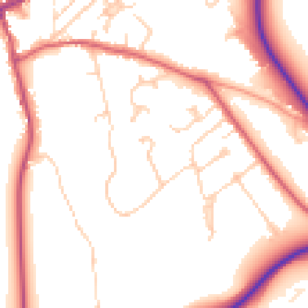 Daytime road noise heatmap for KT22 8PG