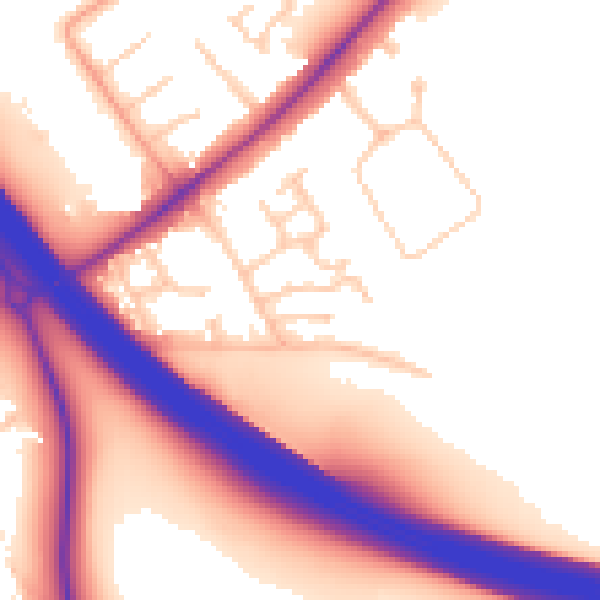 Daytime road noise heatmap for KT22 8TP