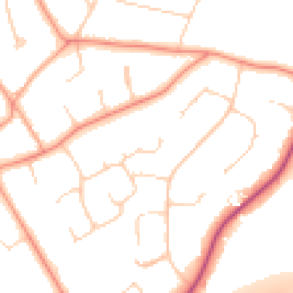 Daytime road noise heatmap for KT22 9ET