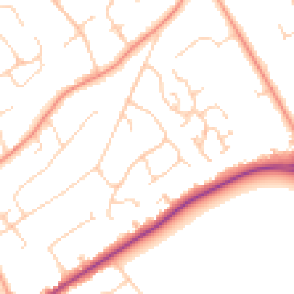 Daytime road noise heatmap for KT22 9HL