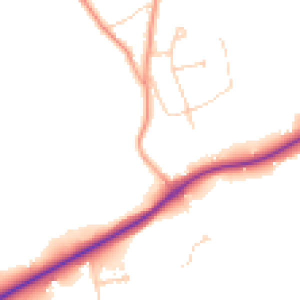 Daytime road noise heatmap for KT24 6AX