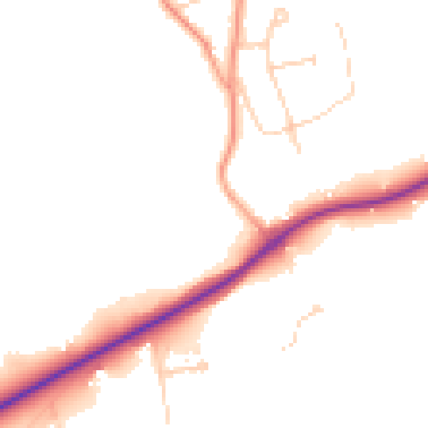 Daytime road noise heatmap for KT24 6AZ