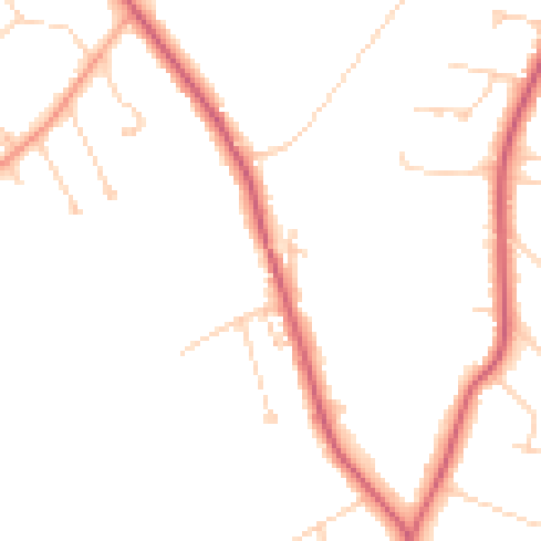 Daytime road noise heatmap for KT24 6QU