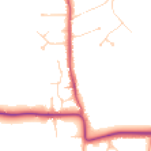 Daytime road noise heatmap for KT24 6RT