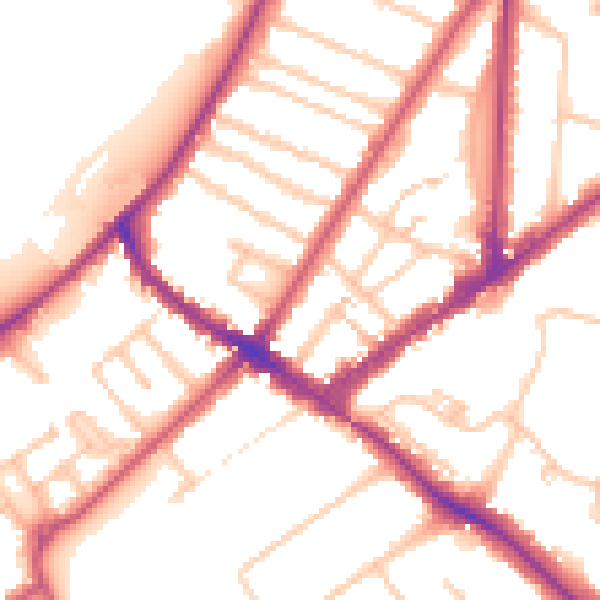 Daytime road noise heatmap for KT6 4AB