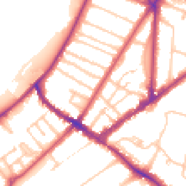 Daytime road noise heatmap for KT6 4AD