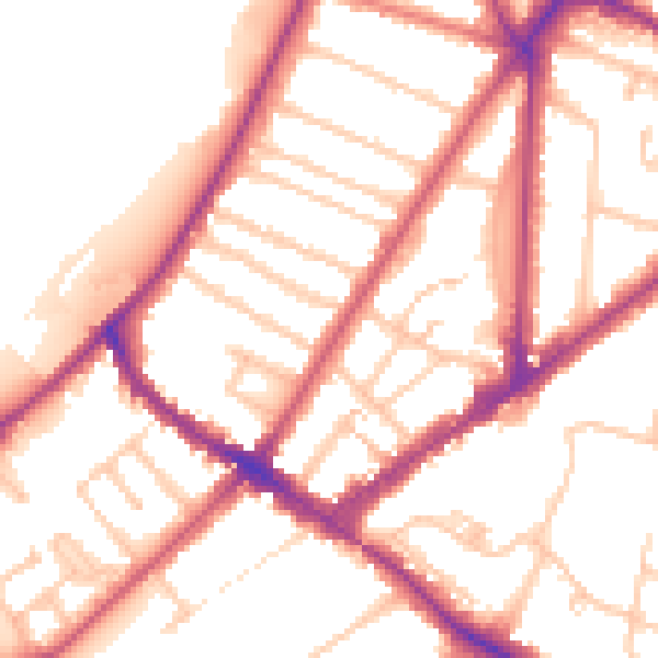 Daytime road noise heatmap for KT6 4AF