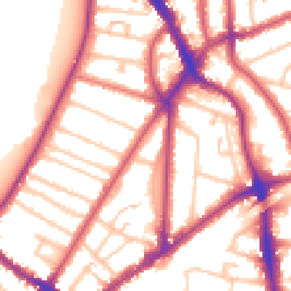Daytime road noise heatmap for KT6 4AU