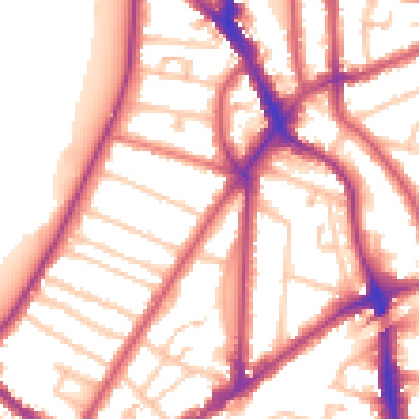 Daytime road noise heatmap for KT6 4AY