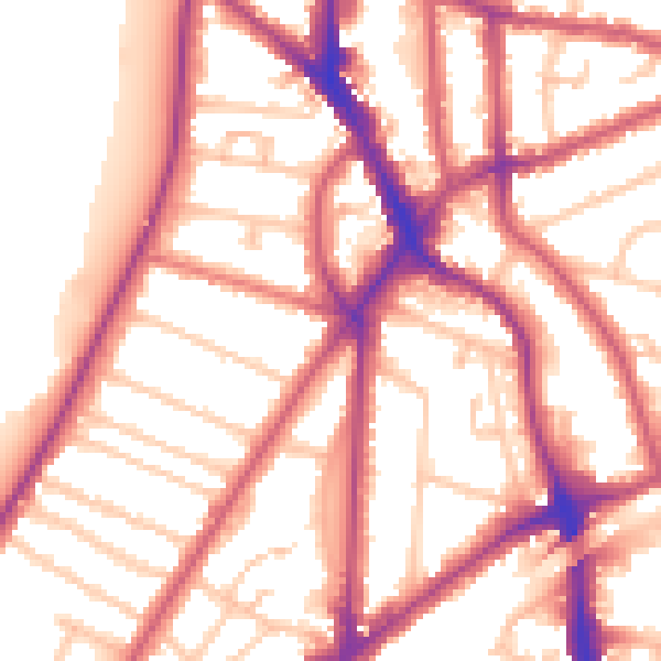 Daytime road noise heatmap for KT6 4BA