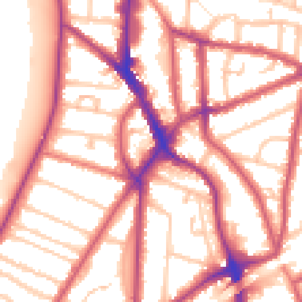 Daytime road noise heatmap for KT6 4BB