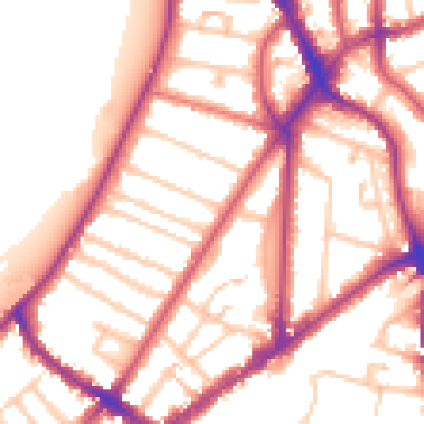 Daytime road noise heatmap for KT6 4BE
