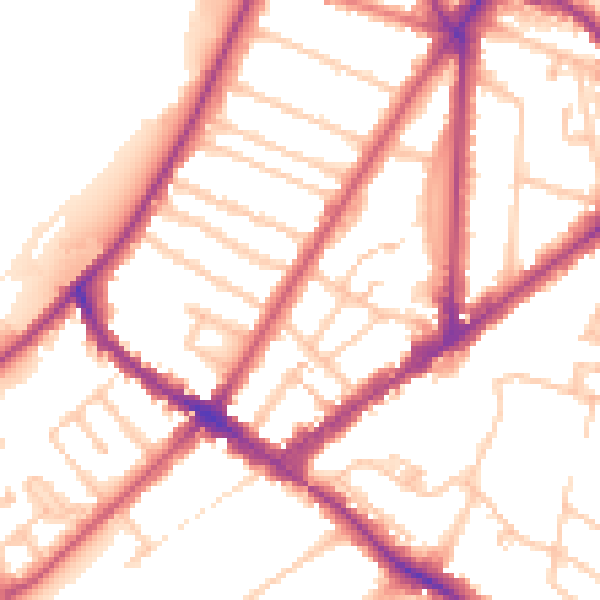 Daytime road noise heatmap for KT6 4BQ