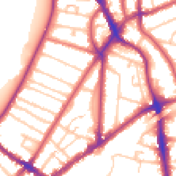 Daytime road noise heatmap for KT6 4BS