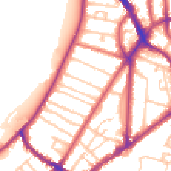 Daytime road noise heatmap for KT6 4BZ