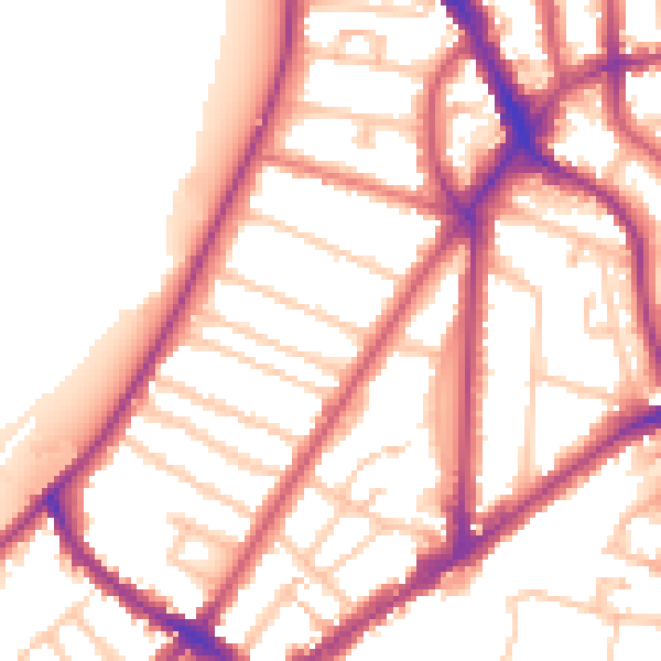 Daytime road noise heatmap for KT6 4DA