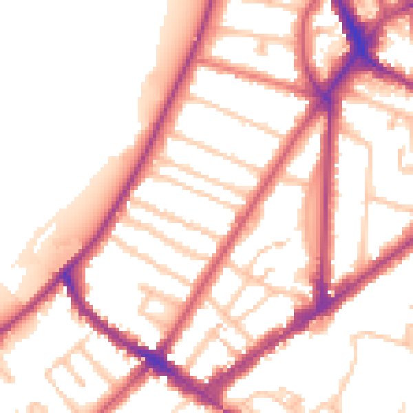 Daytime road noise heatmap for KT6 4DE