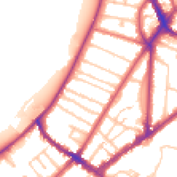Daytime road noise heatmap for KT6 4DF