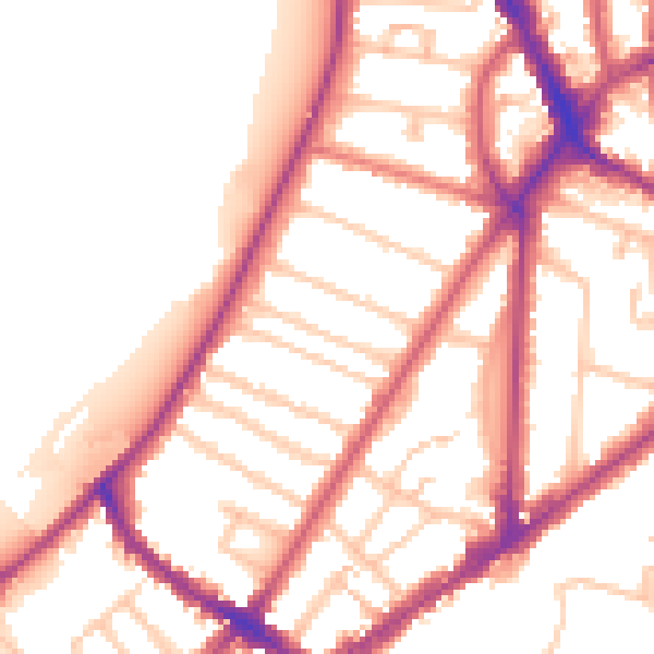 Daytime road noise heatmap for KT6 4DQ