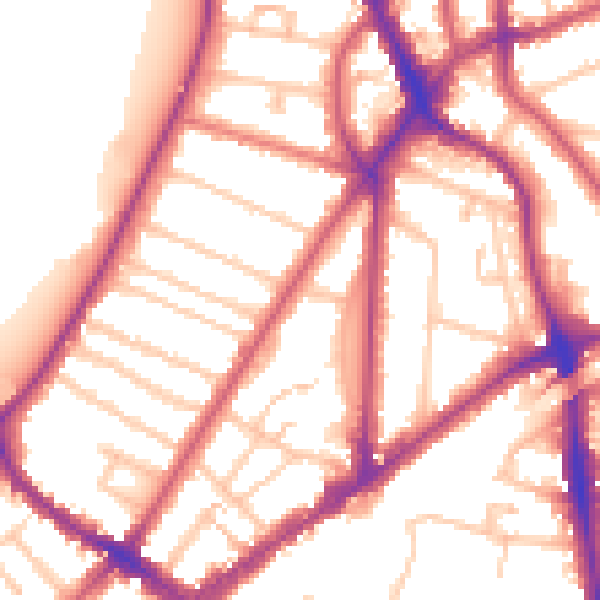 Daytime road noise heatmap for KT6 4DR