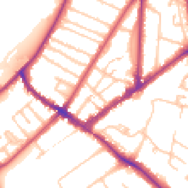 Daytime road noise heatmap for KT6 4DS