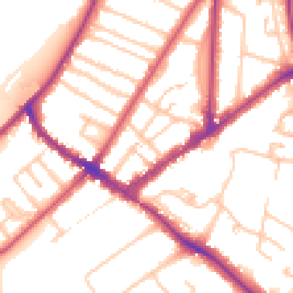 Daytime road noise heatmap for KT6 4DT