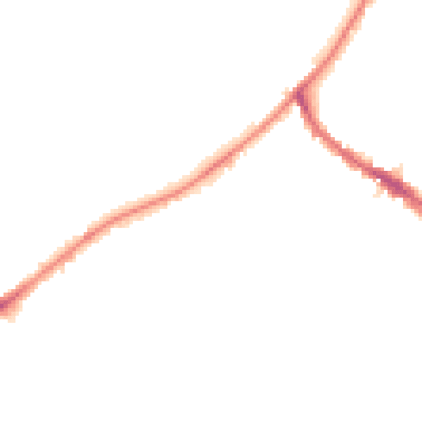 Night-time road noise heatmap for KT6 4ET