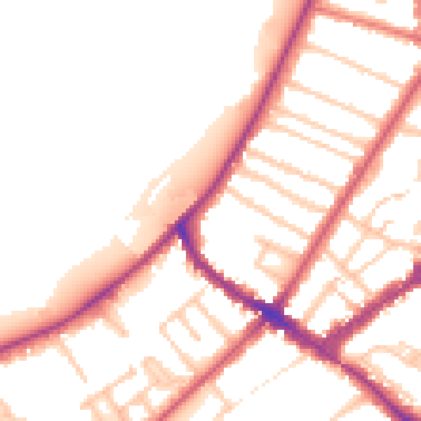 Daytime road noise heatmap for KT6 4HX