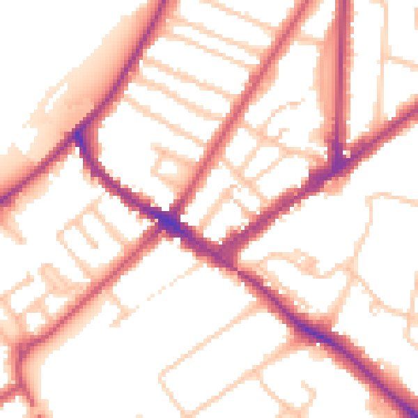 Daytime road noise heatmap for KT6 4JH