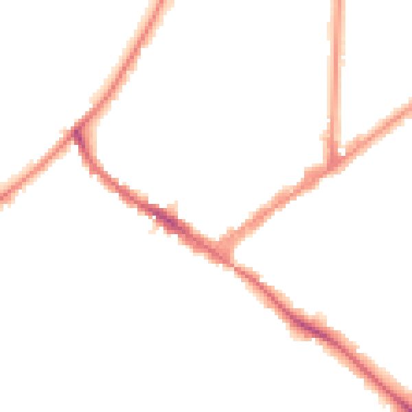 Night-time road noise heatmap for KT6 4JH