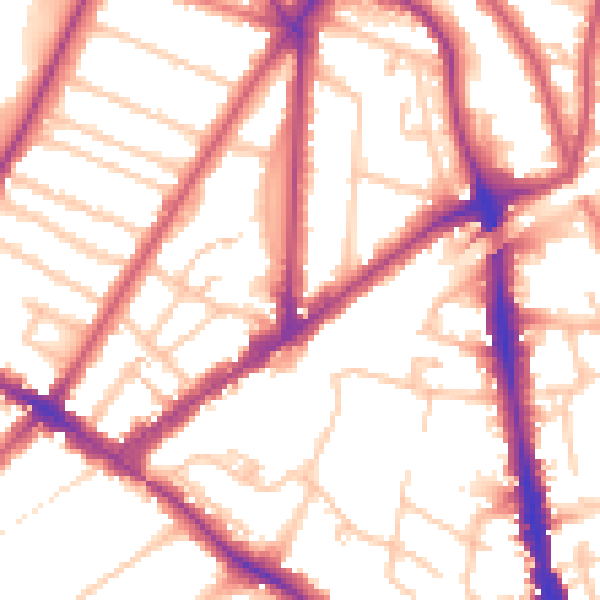 Daytime road noise heatmap for KT6 4QU