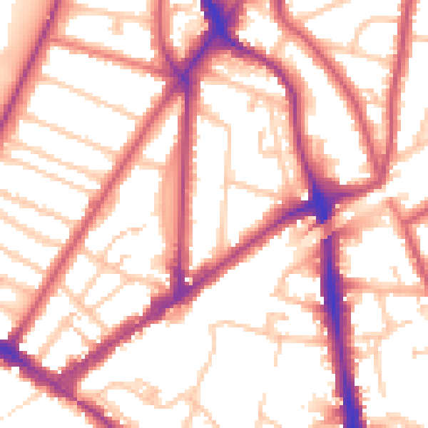 Daytime road noise heatmap for KT6 4SY