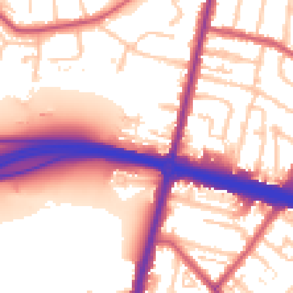 Daytime road noise heatmap for KT6 5AU