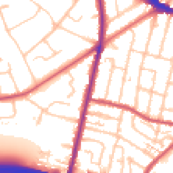 Daytime road noise heatmap for KT6 5BH