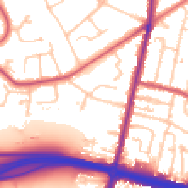 Daytime road noise heatmap for KT6 5BP