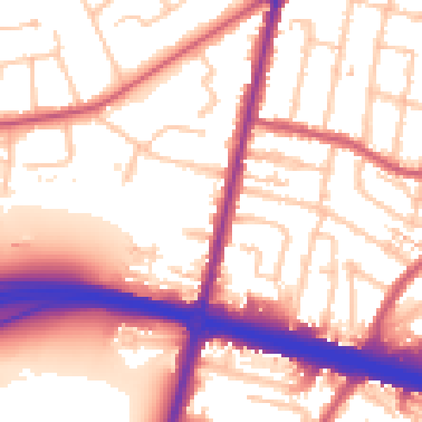 Daytime road noise heatmap for KT6 5DF