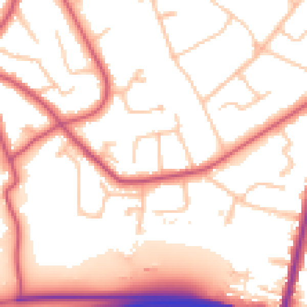 Daytime road noise heatmap for KT6 5DR