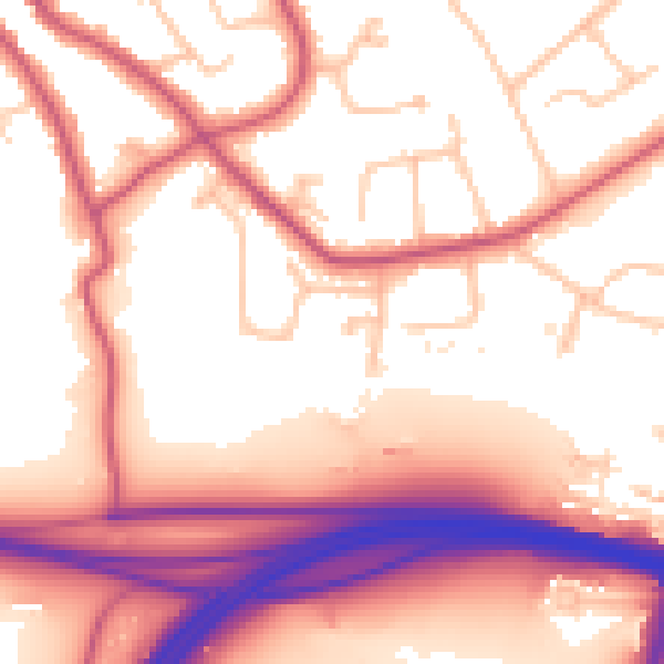 Daytime road noise heatmap for KT6 5EA