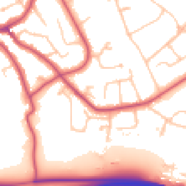 Daytime road noise heatmap for KT6 5EL