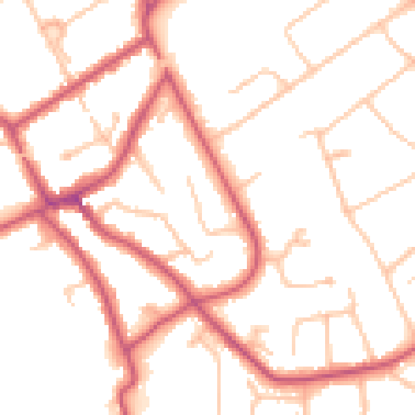Daytime road noise heatmap for KT6 5HF