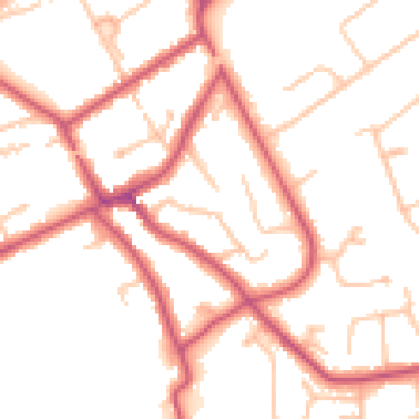 Daytime road noise heatmap for KT6 5JE