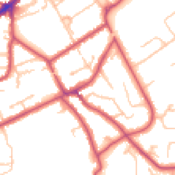 Daytime road noise heatmap for KT6 5JP
