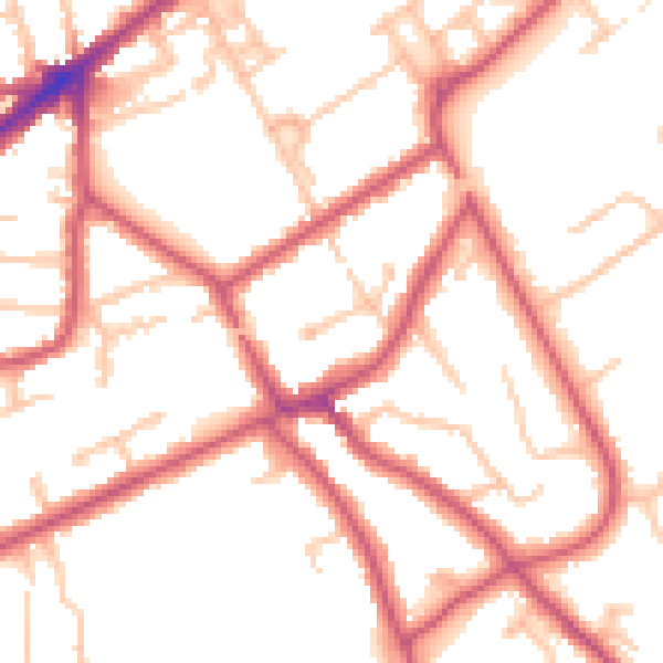 Daytime road noise heatmap for KT6 5JU
