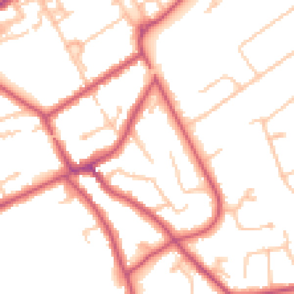 Daytime road noise heatmap for KT6 5JW